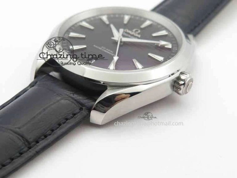 2017 Aqua Terra SS XF Best Edition Black Textured Dial On Black Leather Strap A Bright 8158