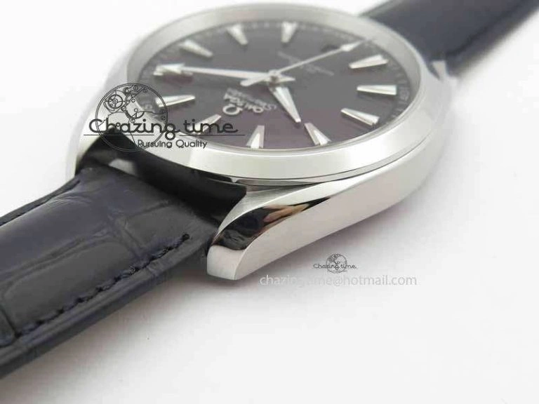 2017 Aqua Terra SS XF Best Edition Black Textured Dial On Black Leather Strap A Bright 8158