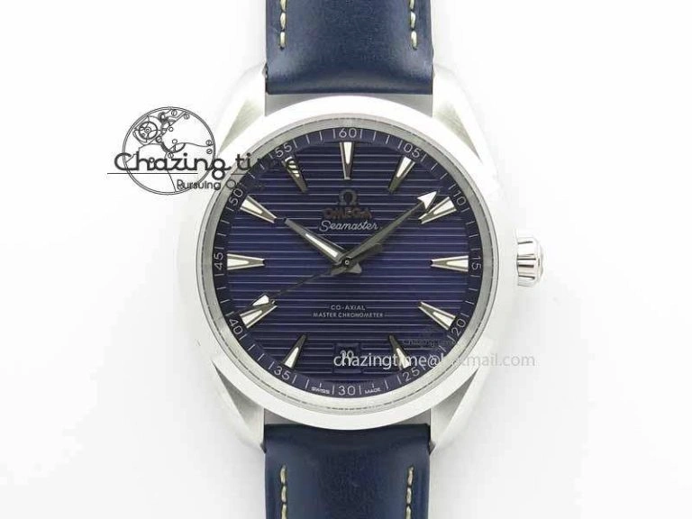 2017 Aqua Terra SS XF Best Edition Blue Textured Dial On Blue Leather Strap A Stretchable 8159