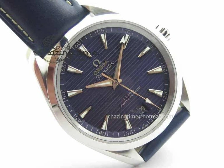 2017 Aqua Terra SS XF Best Edition Blue Textured Dial On Blue Leather Strap A Stretchable 8159