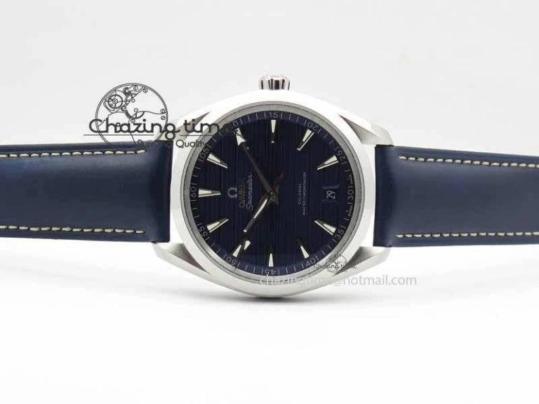 2017 Aqua Terra SS XF Best Edition Blue Textured Dial On Blue Leather Strap A Stretchable 8159