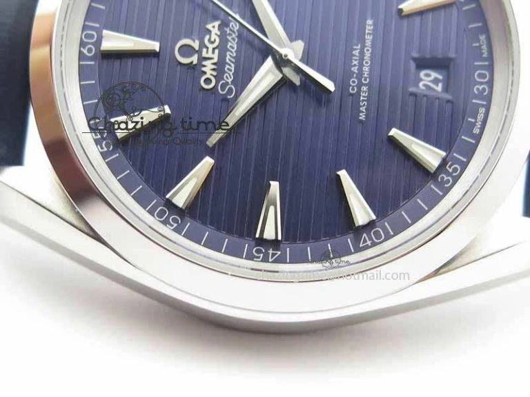 2017 Aqua Terra SS XF Best Edition Blue Textured Dial On Blue Leather Strap A Stretchable 8159