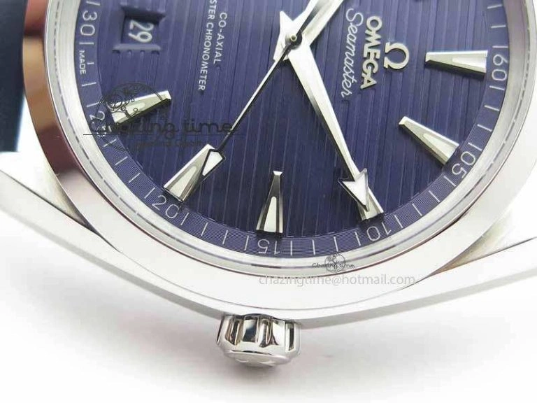 2017 Aqua Terra SS XF Best Edition Blue Textured Dial On Blue Leather Strap A Stretchable 8159