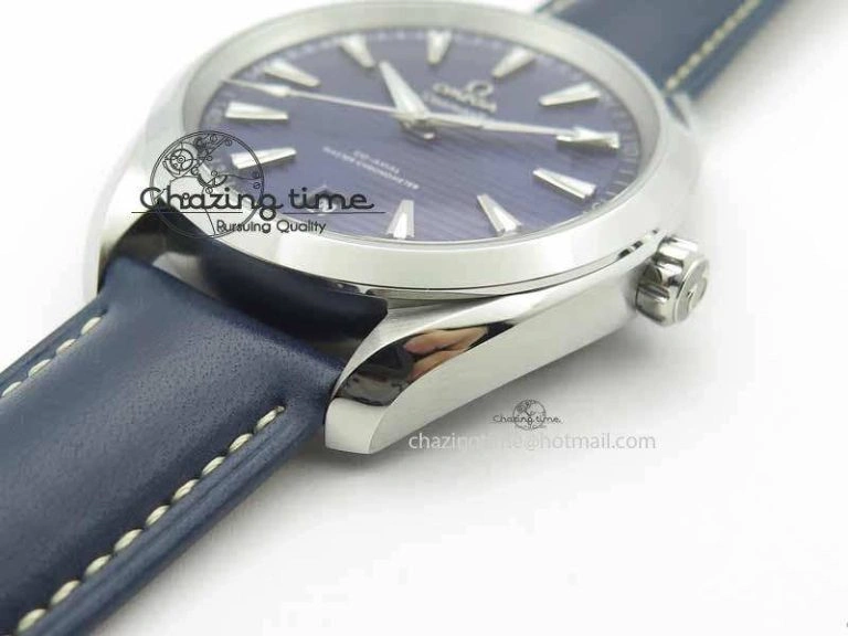 2017 Aqua Terra SS XF Best Edition Blue Textured Dial On Blue Leather Strap A Stretchable 8159