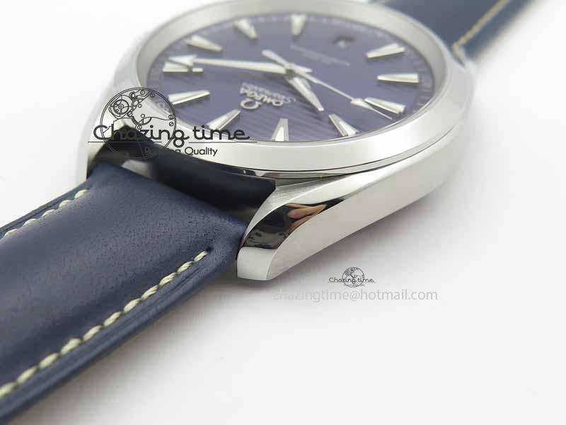 2017 Aqua Terra SS XF Best Edition Blue Textured Dial On Blue Leather Strap A Stretchable 8159