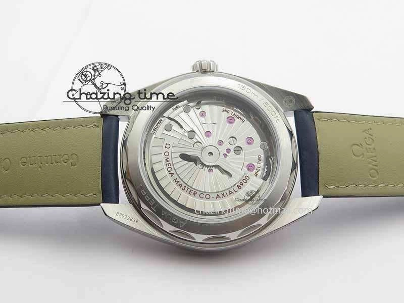 2017 Aqua Terra SS XF Best Edition Blue Textured Dial On Blue Leather Strap A Stretchable 8159