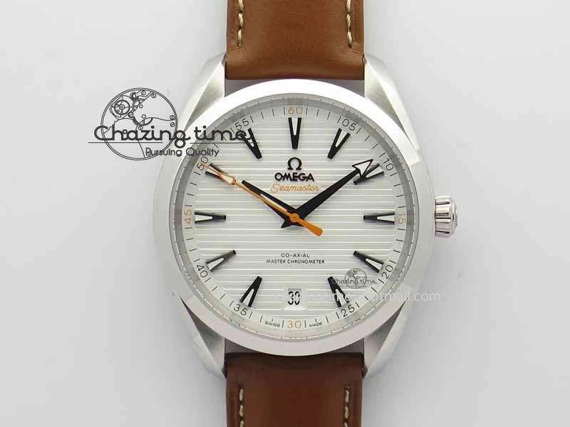 Trendsetting 2017 Aqua Terra SS XF Best Edition White Textured Dial On Brown Leather Strap A 8161