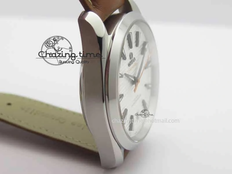 Trendsetting 2017 Aqua Terra SS XF Best Edition White Textured Dial On Brown Leather Strap A 8161