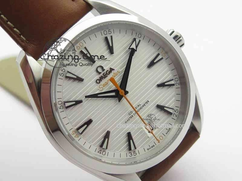 Trendsetting 2017 Aqua Terra SS XF Best Edition White Textured Dial On Brown Leather Strap A 8161