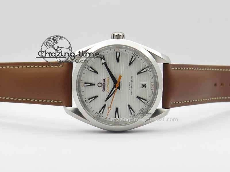Trendsetting 2017 Aqua Terra SS XF Best Edition White Textured Dial On Brown Leather Strap A 8161