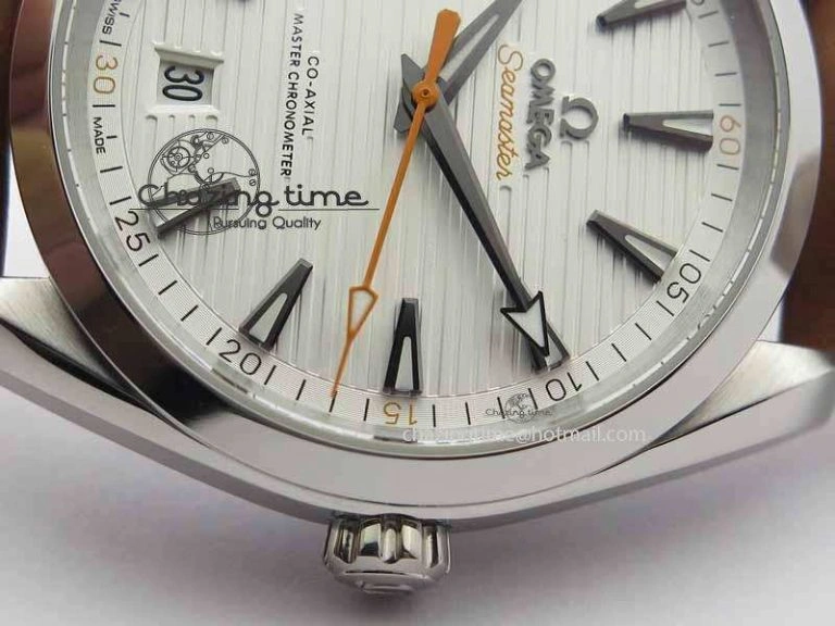 Trendsetting 2017 Aqua Terra SS XF Best Edition White Textured Dial On Brown Leather Strap A 8161