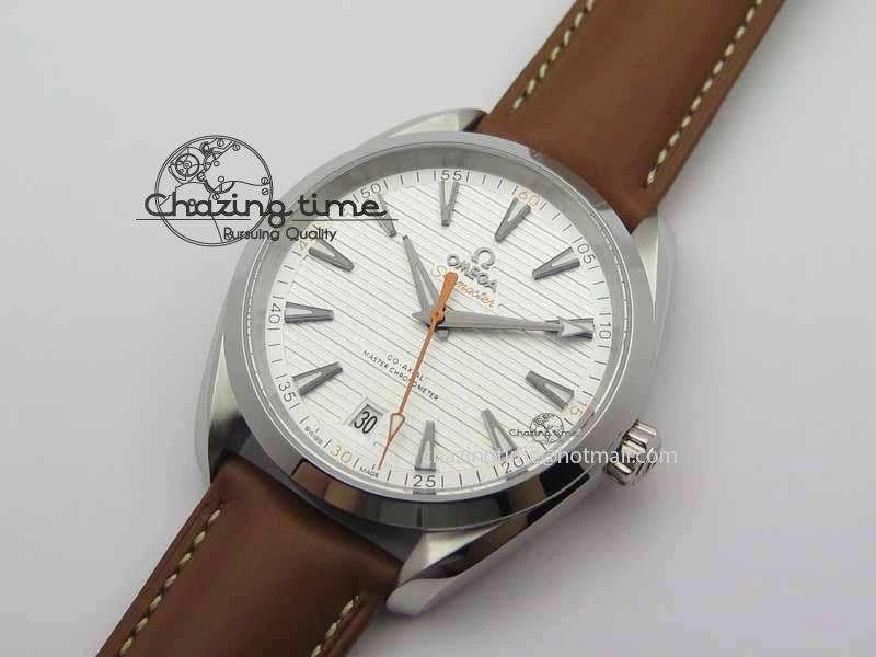 Trendsetting 2017 Aqua Terra SS XF Best Edition White Textured Dial On Brown Leather Strap A 8161
