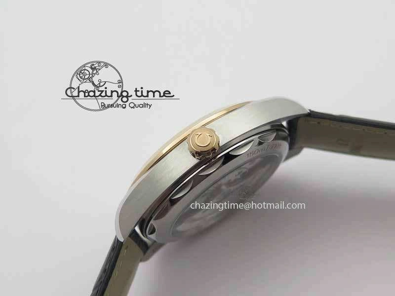 Stretchable 2017 Aqua Terra SS RG XF Best Edition White Textured Dial On Black Leather Strap A 8157