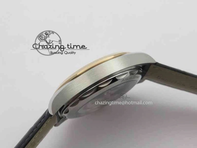 Stretchable 2017 Aqua Terra SS RG XF Best Edition White Textured Dial On Black Leather Strap A 8157