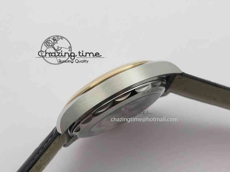 Stretchable 2017 Aqua Terra SS RG XF Best Edition White Textured Dial On Black Leather Strap A 8157