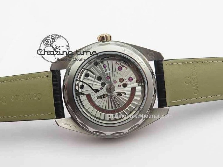 Stretchable 2017 Aqua Terra SS RG XF Best Edition White Textured Dial On Black Leather Strap A 8157