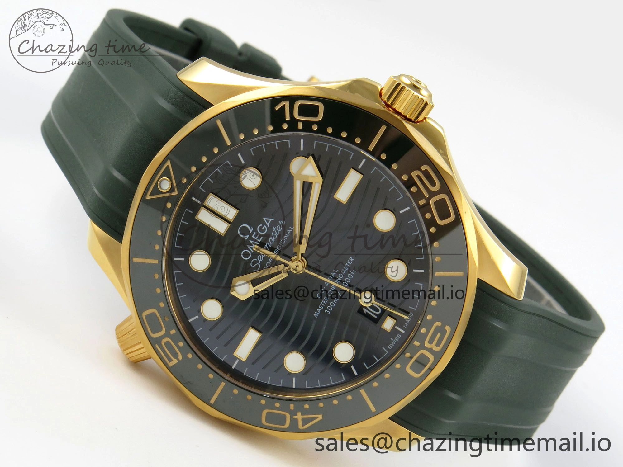 Durable 2018 Seamaster Diver 300M Green Ceramic Bezel YG VSF 1:1 Best Edition Green Dial On Green Rubber Strap A 7657