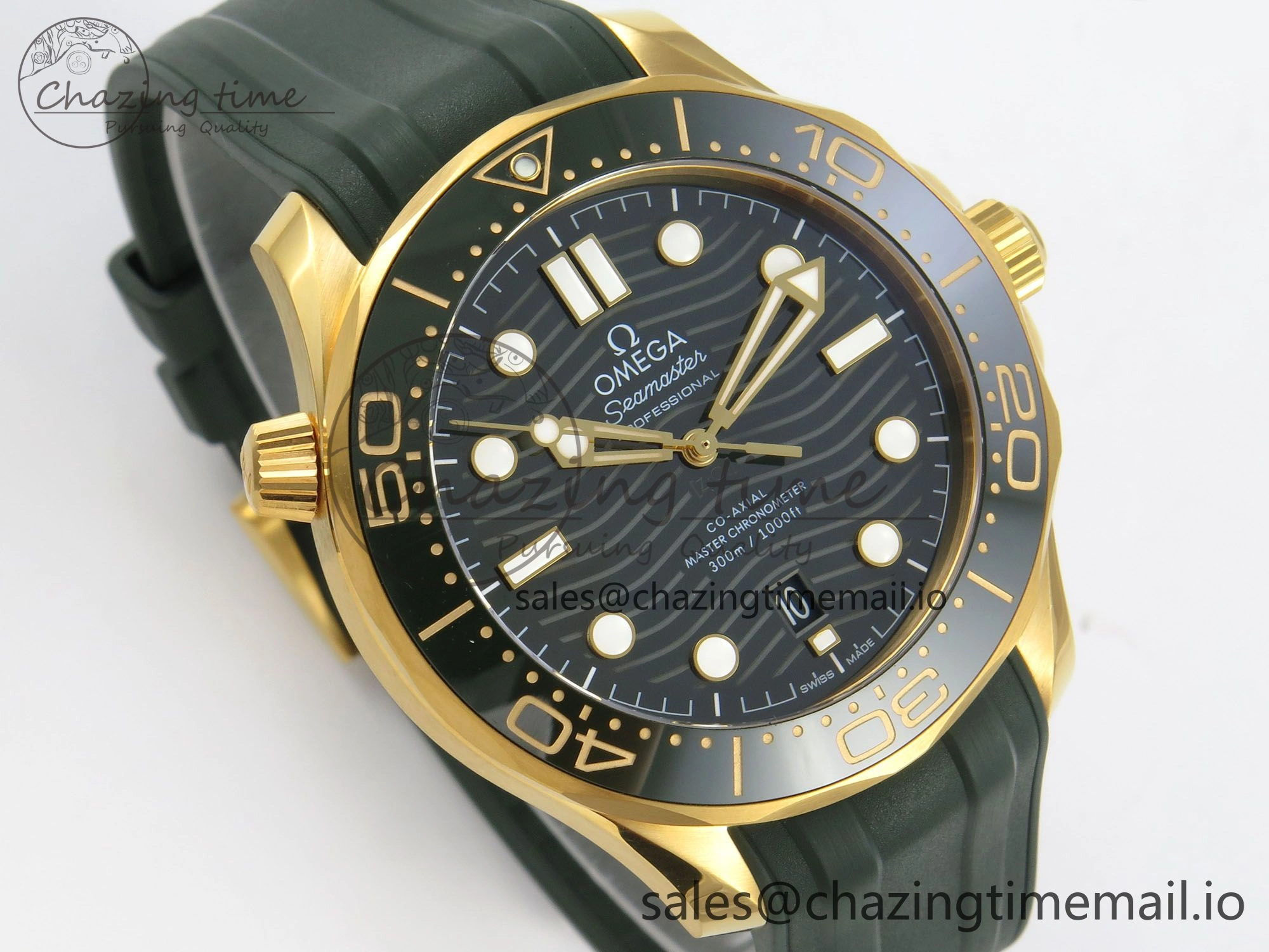 Durable 2018 Seamaster Diver 300M Green Ceramic Bezel YG VSF 1:1 Best Edition Green Dial On Green Rubber Strap A 7657