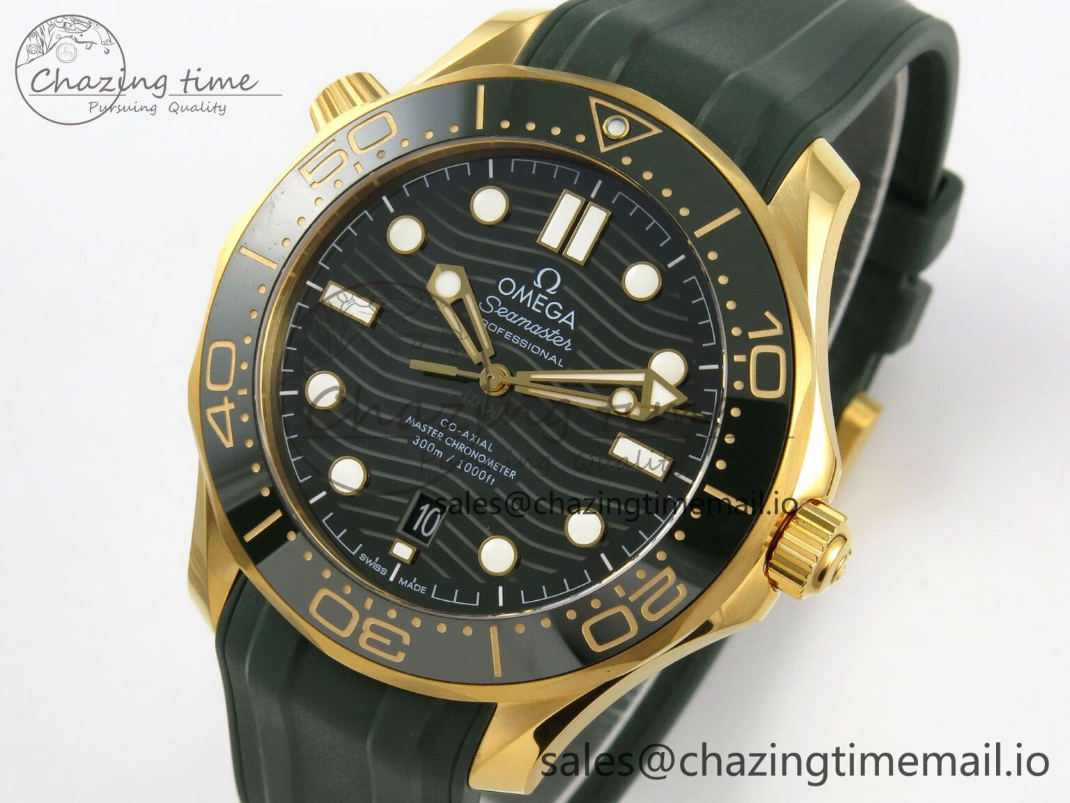 Durable 2018 Seamaster Diver 300M Green Ceramic Bezel YG VSF 1:1 Best Edition Green Dial On Green Rubber Strap A 7657