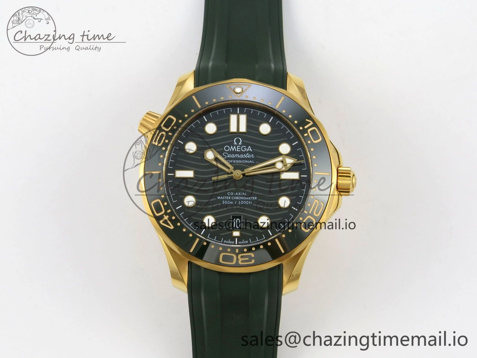Durable 2018 Seamaster Diver 300M Green Ceramic Bezel YG VSF 1:1 Best Edition Green Dial On Green Rubber Strap A 7657