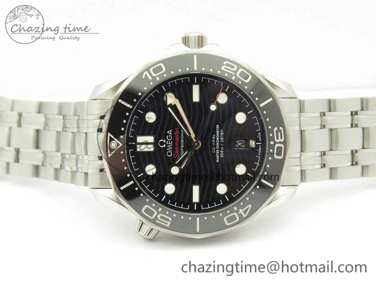Functional 2018 Seamaster Diver 300M OMF Best Edition Black Ceramic Black Dial on SS Bracelet A8800 (Black Balance Wheel) 7959