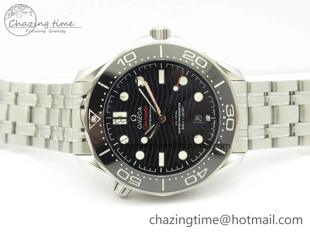 Functional 2018 Seamaster Diver 300M OMF Best Edition Black Ceramic Black Dial on SS Bracelet A8800 (Black Balance Wheel) 7959