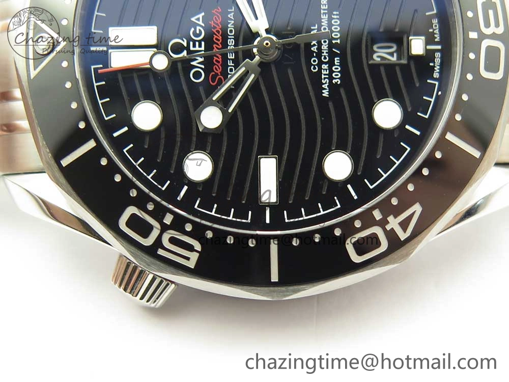 Functional 2018 Seamaster Diver 300M OMF Best Edition Black Ceramic Black Dial on SS Bracelet A8800 (Black Balance Wheel) 7959
