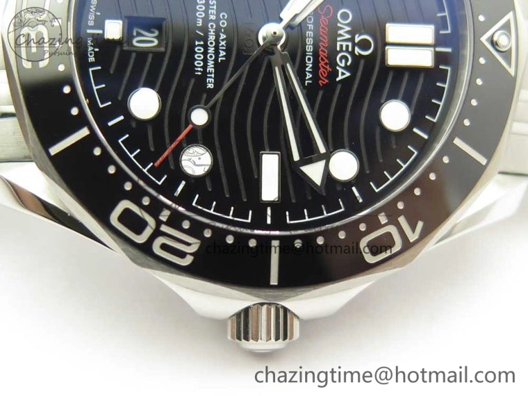 Functional 2018 Seamaster Diver 300M OMF Best Edition Black Ceramic Black Dial on SS Bracelet A8800 (Black Balance Wheel) 7959