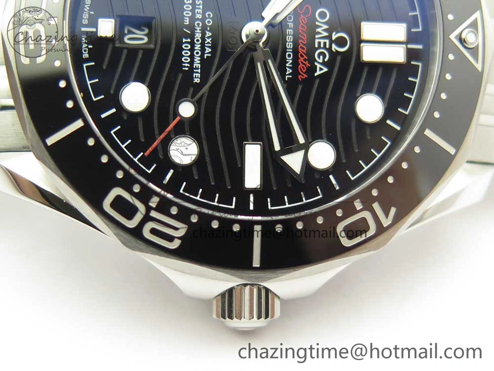 Functional 2018 Seamaster Diver 300M OMF Best Edition Black Ceramic Black Dial on SS Bracelet A8800 (Black Balance Wheel) 7959