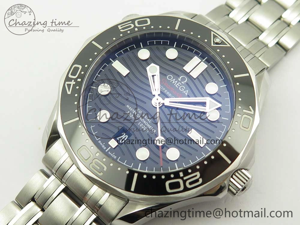 Functional 2018 Seamaster Diver 300M OMF Best Edition Black Ceramic Black Dial on SS Bracelet A8800 (Black Balance Wheel) 7959