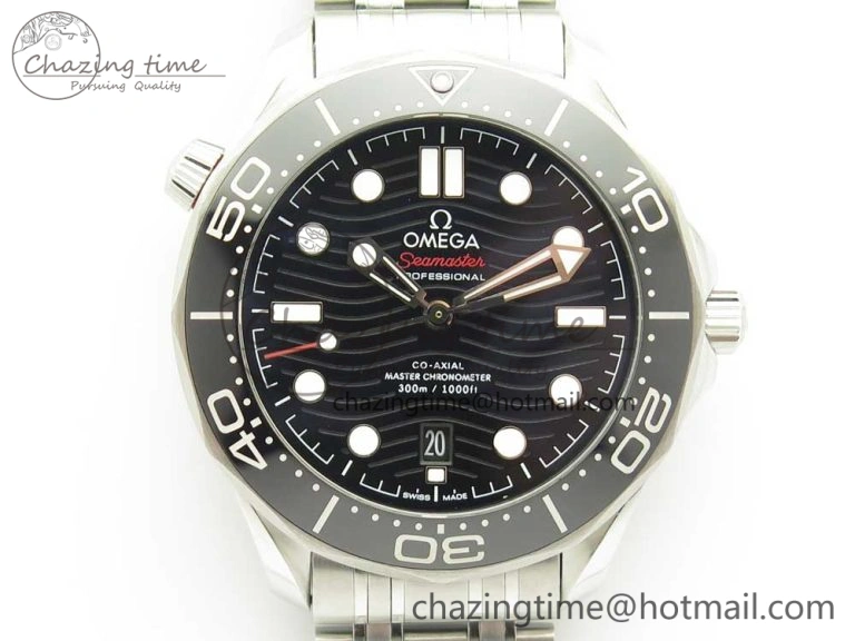 Functional 2018 Seamaster Diver 300M OMF Best Edition Black Ceramic Black Dial on SS Bracelet A8800 (Black Balance Wheel) 7959