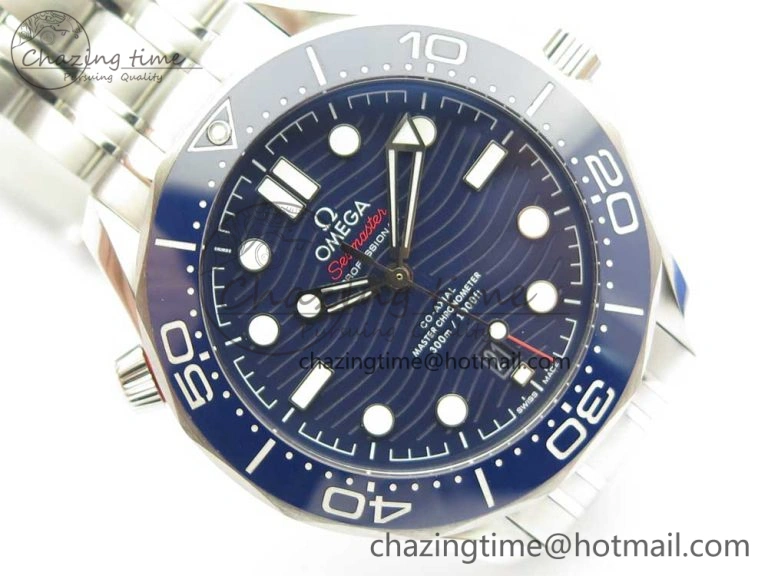 2018 Seamaster Diver 300M OMF Best Edition Blue Ceramic Blue Dial on SS Bracelet A8800 (Black Balance Wheel) ZeroBulk 7957