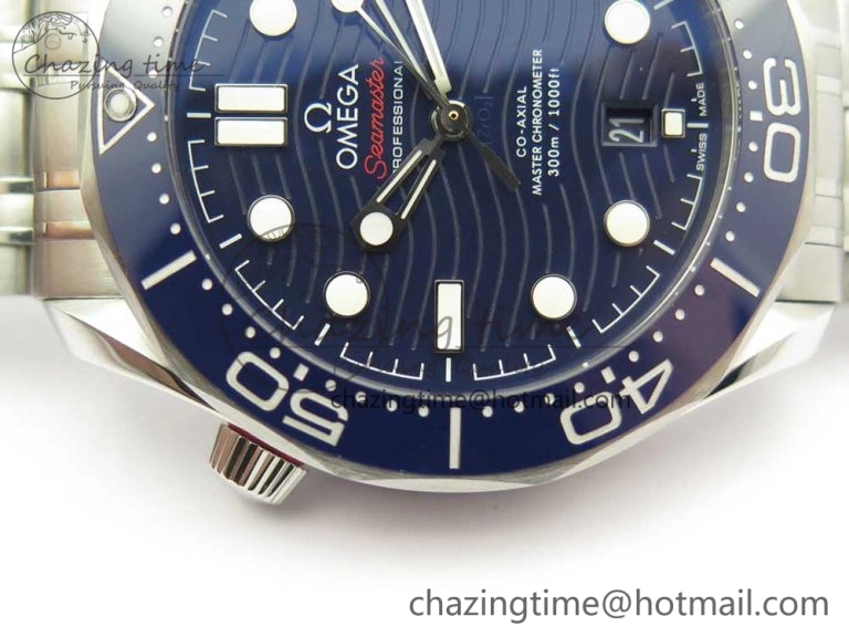 2018 Seamaster Diver 300M OMF Best Edition Blue Ceramic Blue Dial on SS Bracelet A8800 (Black Balance Wheel) ZeroBulk 7957