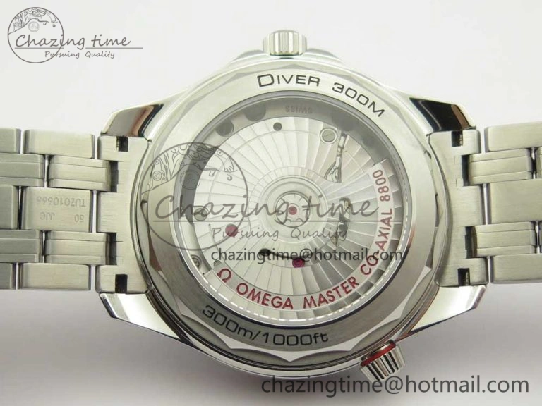 Refined 2018 Seamaster Diver 300M OMF Best Edition Blue Ceramic Gray Dial on SS Bracelet A8800 (Black Balance Wheel) 7958