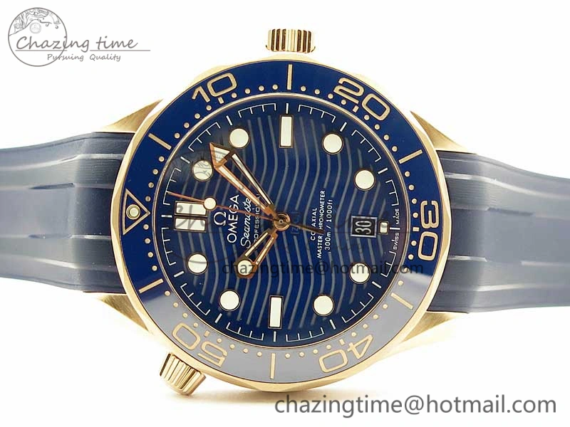 TravelReady 2018 Seamaster Diver 300M RG Blue Ceramic VSF 1:1 Best Edition Blue Dial on Blue Rubber Strap A 7914