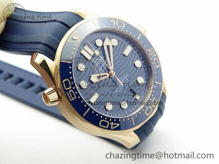 TravelReady 2018 Seamaster Diver 300M RG Blue Ceramic VSF 1:1 Best Edition Blue Dial on Blue Rubber Strap A 7914