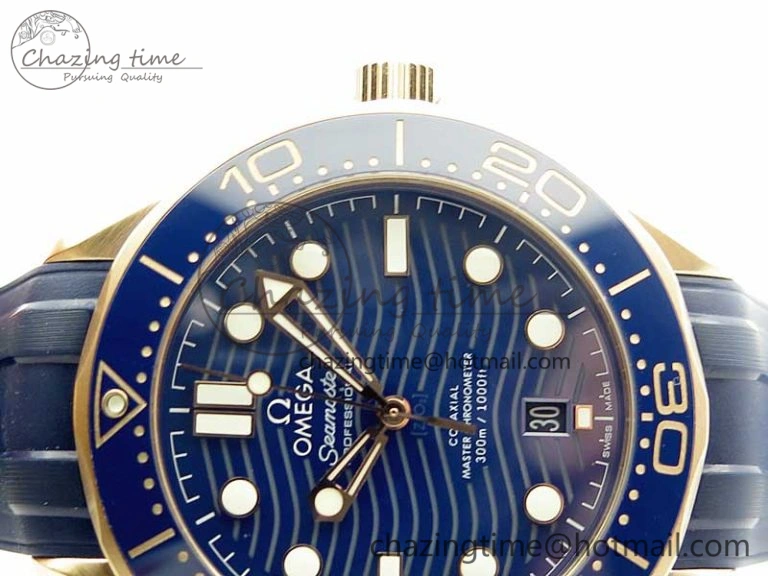 TravelReady 2018 Seamaster Diver 300M RG Blue Ceramic VSF 1:1 Best Edition Blue Dial on Blue Rubber Strap A 7914