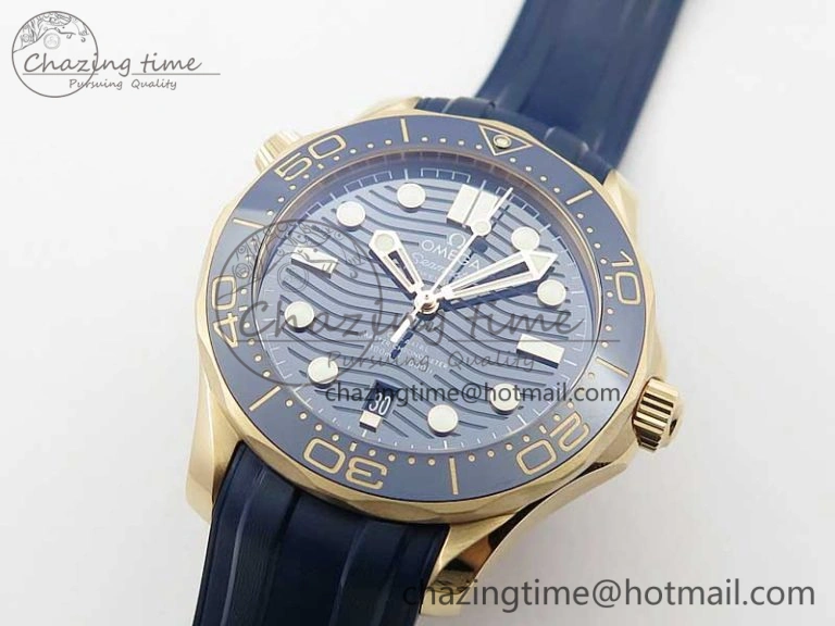 TravelReady 2018 Seamaster Diver 300M RG Blue Ceramic VSF 1:1 Best Edition Blue Dial on Blue Rubber Strap A 7914