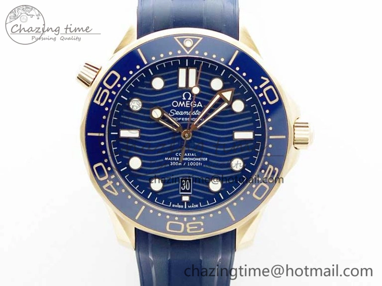 TravelReady 2018 Seamaster Diver 300M RG Blue Ceramic VSF 1:1 Best Edition Blue Dial on Blue Rubber Strap A 7914