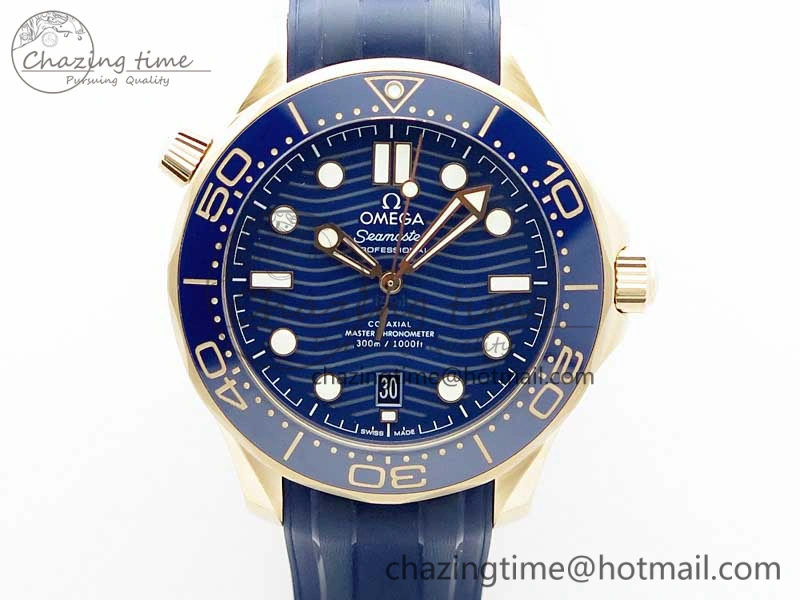 TravelReady 2018 Seamaster Diver 300M RG Blue Ceramic VSF 1:1 Best Edition Blue Dial on Blue Rubber Strap A 7914