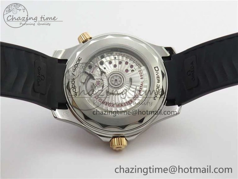 2018 Seamaster Diver 300M SS RG VSF 1:1 Best Edition RG Bezel Black Dial on Black Rubber Strap A AllSeason 7944