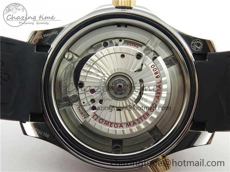 2018 Seamaster Diver 300M SS RG VSF 1:1 Best Edition RG Bezel Black Dial on Black Rubber Strap A AllSeason 7944