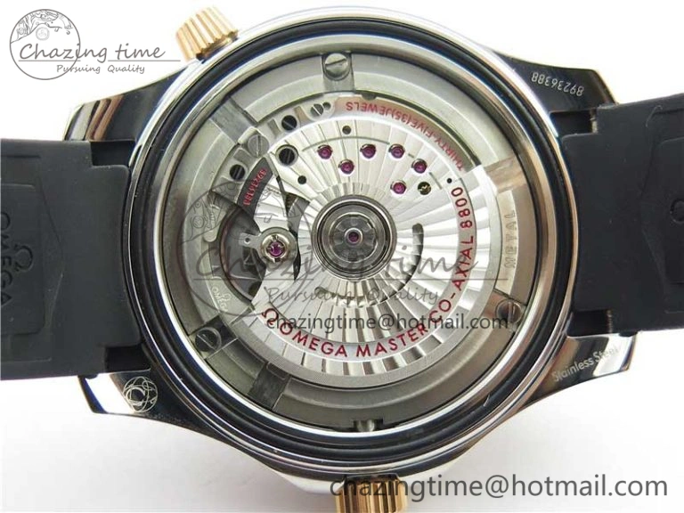 2018 Seamaster Diver 300M SS RG VSF 1:1 Best Edition RG Bezel Black Dial on Black Rubber Strap A AllSeason 7944