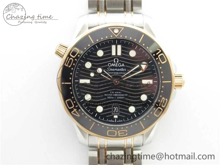 FashionForward 2018 Seamaster Diver 300M SS RG VSF 1:1 Best Edition RG Bezel Black Dial on SS YG Bracelet A 7940