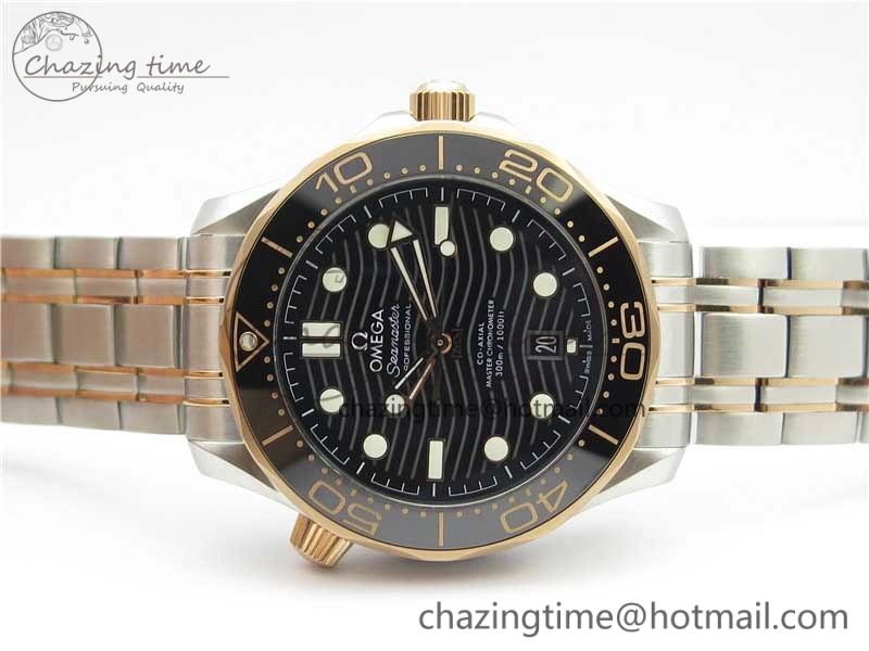 FashionForward 2018 Seamaster Diver 300M SS RG VSF 1:1 Best Edition RG Bezel Black Dial on SS YG Bracelet A 7940