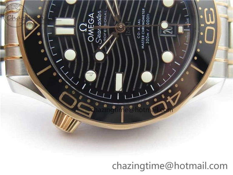 FashionForward 2018 Seamaster Diver 300M SS RG VSF 1:1 Best Edition RG Bezel Black Dial on SS YG Bracelet A 7940