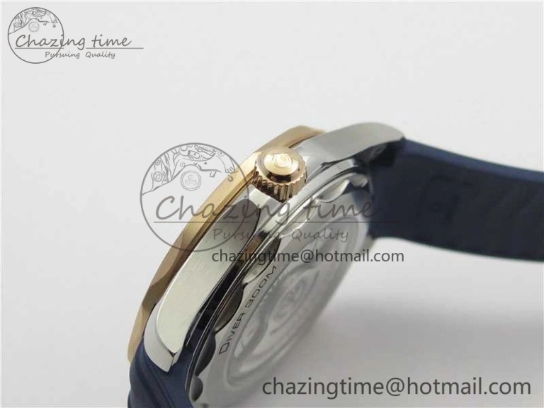 Elegant 2018 Seamaster Diver 300M SS RG VSF 1:1 Best Edition RG Bezel Blue Dial on Blue Rubber Strap A 7927