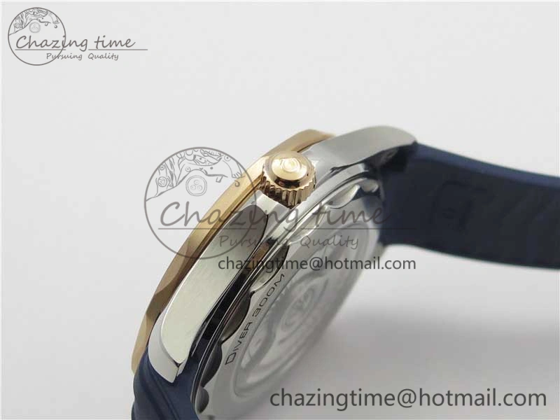 Elegant 2018 Seamaster Diver 300M SS RG VSF 1:1 Best Edition RG Bezel Blue Dial on Blue Rubber Strap A 7927