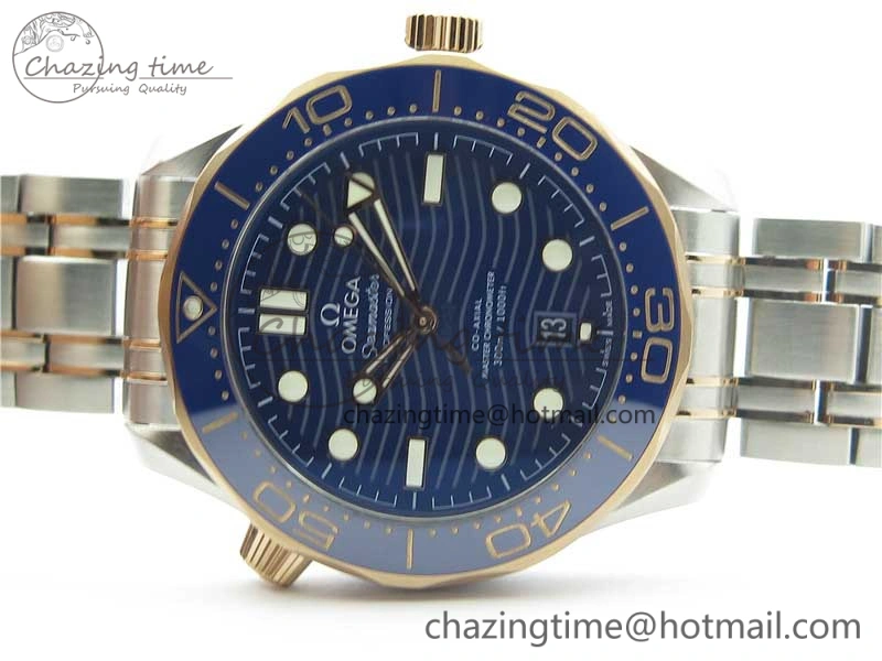 2018 Seamaster Diver 300M SS RG VSF 1:1 Best Edition RG Bezel Blue Dial on SS RG Bracelet A Tailored 7925