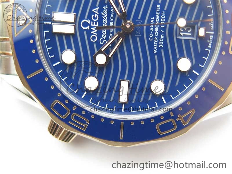 2018 Seamaster Diver 300M SS RG VSF 1:1 Best Edition RG Bezel Blue Dial on SS RG Bracelet A Tailored 7925